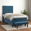 Cama box spring con colchón terciopelo azul oscuro 80x200 cm