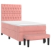 Cama box spring con colchón terciopelo rosa 90x190 cm