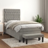 Cama box spring con colchón terciopelo gris claro 90x190 cm