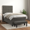 Cama box spring con colchón terciopelo gris oscuro 100x200 cm