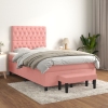 Cama box spring con colchón terciopelo rosa 120x200 cm