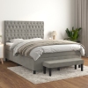 Cama box spring con colchón terciopelo gris claro 140x200 cm