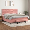 Cama box spring con colchón terciopelo rosa 200x200 cm