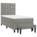 Cama box spring con colchón terciopelo gris claro 80x200 cm