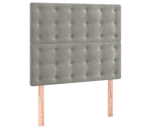 Cama box spring con colchón terciopelo gris claro 80x200 cm