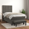 Cama box spring con colchón terciopelo gris oscuro 80x200 cm