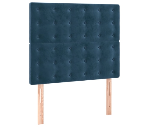 Cama box spring con colchón terciopelo azul oscuro 80x200 cm