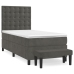 Cama box spring con colchón terciopelo gris oscuro 90x190 cm