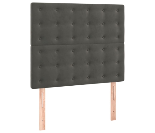 Cama box spring con colchón terciopelo gris oscuro 100x200 cm