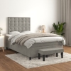 Cama box spring con colchón terciopelo gris claro 120x200 cm