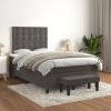 Cama box spring con colchón terciopelo gris oscuro 120x200 cm