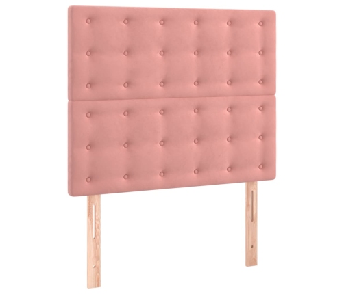 Cama box spring con colchón terciopelo rosa 120x200 cm