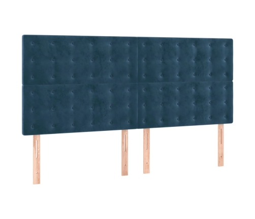 Cama box spring con colchón terciopelo azul oscuro 160x200 cm