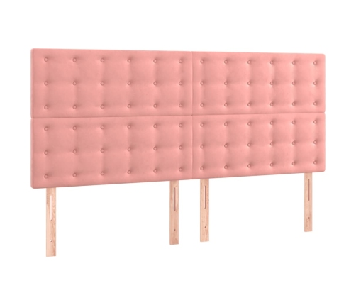 Cama box spring con colchón terciopelo rosa 180x200 cm