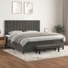 Cama box spring con colchón terciopelo gris oscuro 200x200 cm