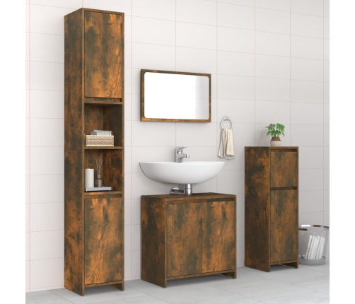 Set de muebles baño 4 pzas madera contrachapada roble ahumado