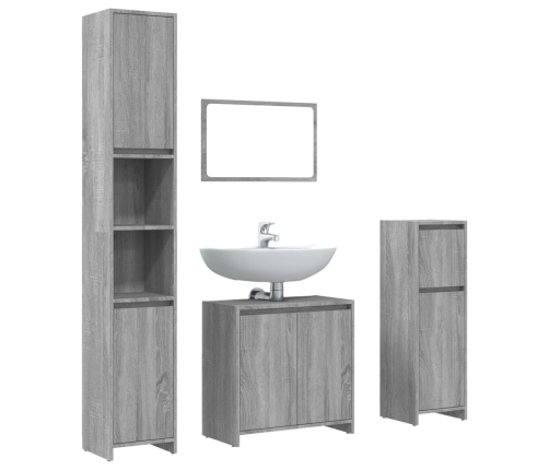 Set de muebles de baño 4 pzas madera contrachapada gris sonoma