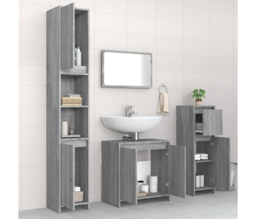 Set de muebles de baño 4 pzas madera contrachapada gris sonoma