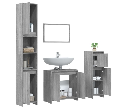 Set de muebles de baño 4 pzas madera contrachapada gris sonoma