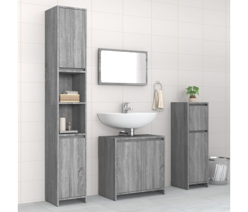 Set de muebles de baño 4 pzas madera contrachapada gris sonoma