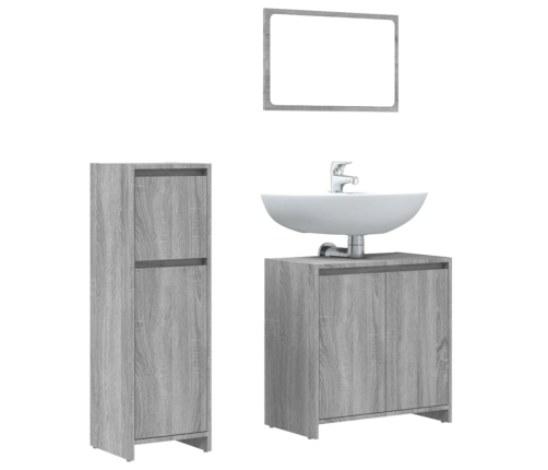 Set de muebles de baño 3 pzas madera contrachapada gris sonoma