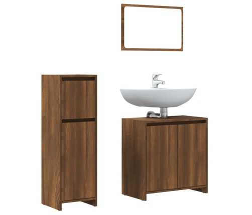 Set de muebles baño 3 pzas madera contrachapada roble marrón