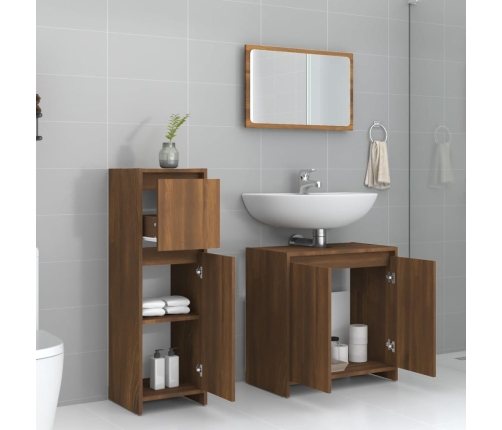 Set de muebles baño 3 pzas madera contrachapada roble marrón