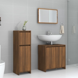 Set de muebles baño 3 pzas madera contrachapada roble marrón