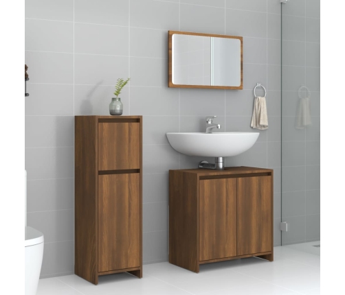 Set de muebles baño 3 pzas madera contrachapada roble marrón