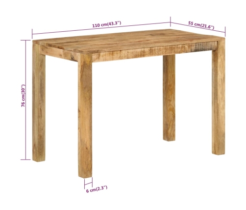 Mesa de comedor madera maciza de mango 110x55x76 cm