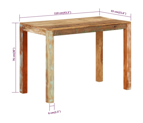 Mesa de comedor madera maciza reciclada 110x55x76 cm