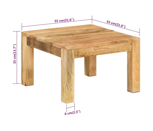 Mesa de centro de madera maciza de mango 55x55x35 cm