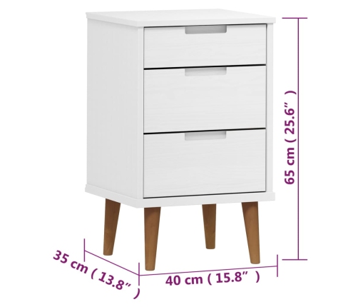 vidaXL Mesita de noche MOLDE madera maciza de pino blanca 40x35x65 cm