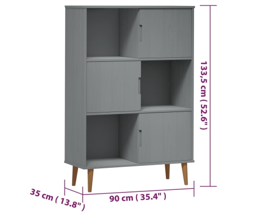 vidaXL Librería MOLDE madera maciza de pino marrón 90x35x133,5 cm