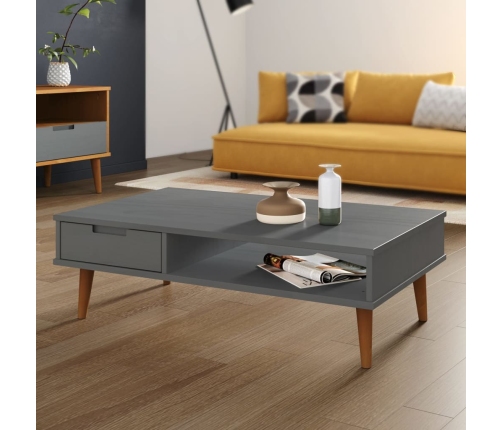 vidaXL Mesa de centro MOLDE madera maciza de pino gris 100x55x31 cm