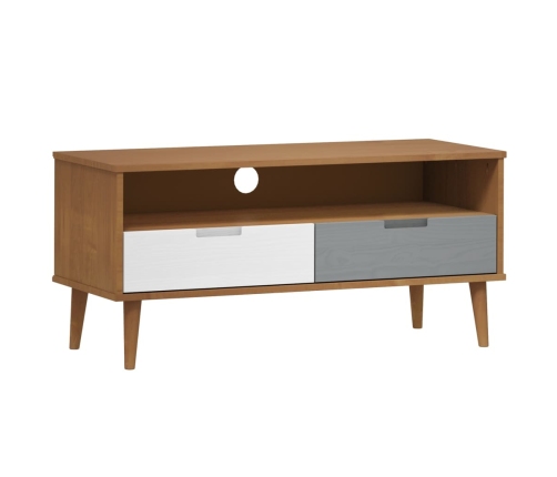 vidaXL Mueble de TV MOLDE madera maciza de pino marrón 106x40x49 cm