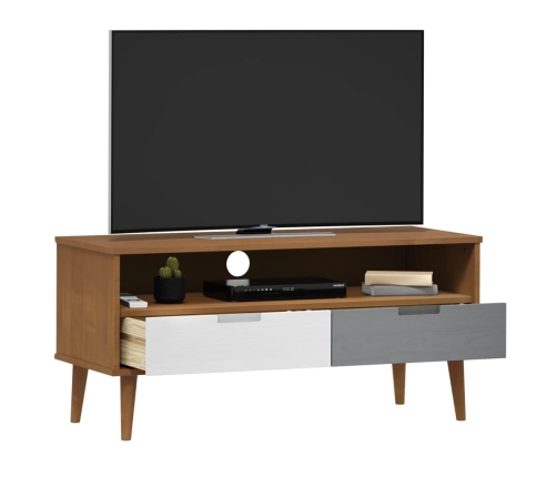 vidaXL Mueble de TV MOLDE madera maciza de pino marrón 106x40x49 cm