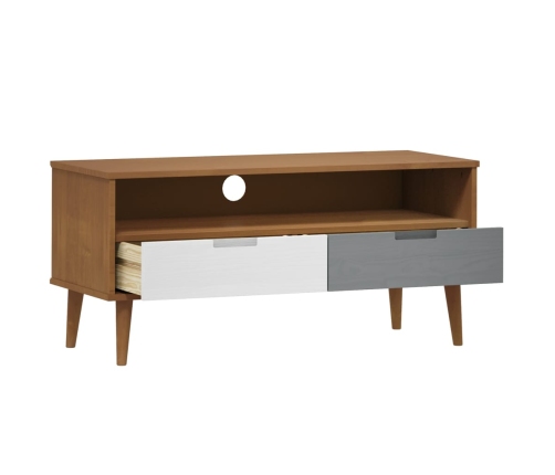 vidaXL Mueble de TV MOLDE madera maciza de pino marrón 106x40x49 cm