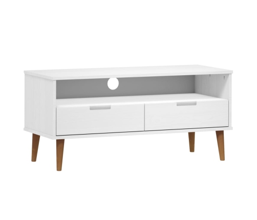 vidaXL Mueble de TV MOLDE madera maciza de pino blanco 106x40x49 cm