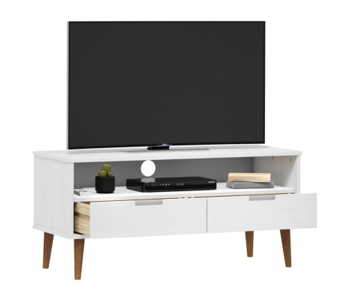 vidaXL Mueble de TV MOLDE madera maciza de pino blanco 106x40x49 cm