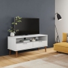 vidaXL Mueble de TV MOLDE madera maciza de pino blanco 106x40x49 cm