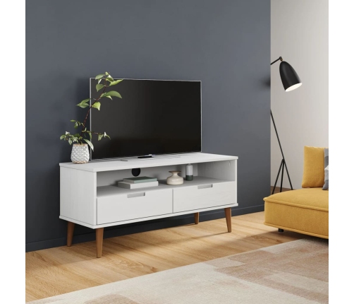 vidaXL Mueble de TV MOLDE madera maciza de pino blanco 106x40x49 cm