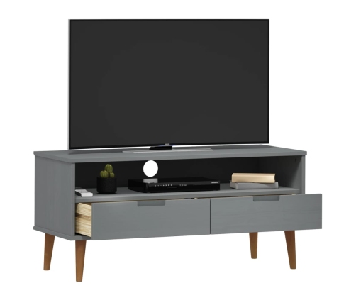 vidaXL Mueble de TV MOLDE madera maciza de pino gris 106x40x49 cm