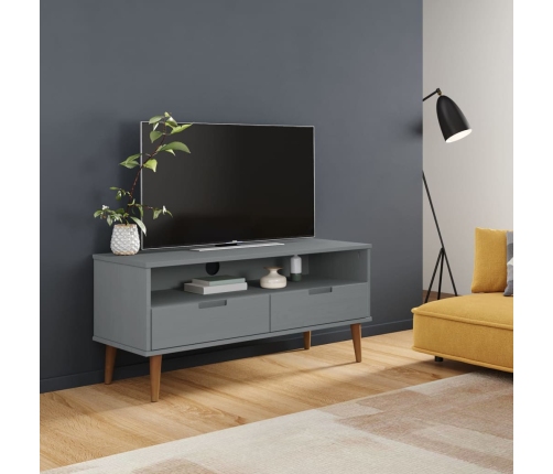 vidaXL Mueble de TV MOLDE madera maciza de pino gris 106x40x49 cm