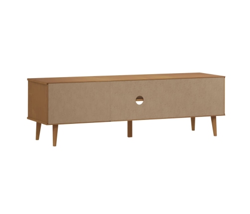 Mueble de TV MOLDE madera maciza de pino marrón 158x40x49 cm