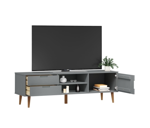 Mueble de TV MOLDE madera maciza de pino gris 158x40x49 cm