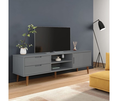 Mueble de TV MOLDE madera maciza de pino gris 158x40x49 cm