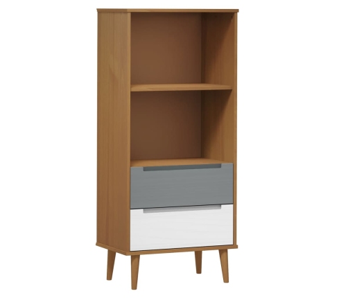 Librería MOLDE madera maciza de pino marrón 60x35x133,5 cm