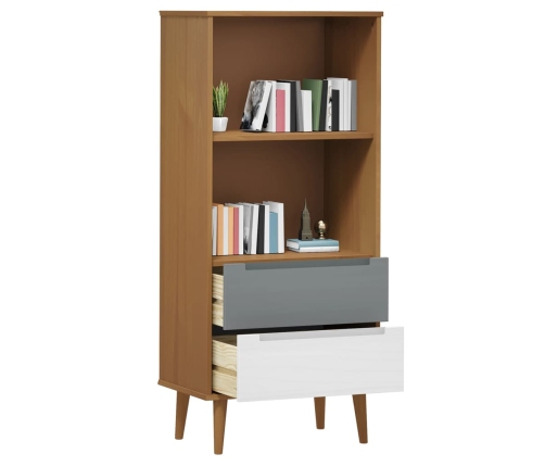 Librería MOLDE madera maciza de pino marrón 60x35x133,5 cm