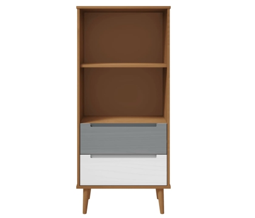 Librería MOLDE madera maciza de pino marrón 60x35x133,5 cm